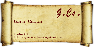 Gara Csaba névjegykártya
